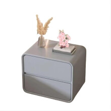 Modern Nightstand with 2 Drawers, Grey Bedside Table for Bedroom and Living Room Storage