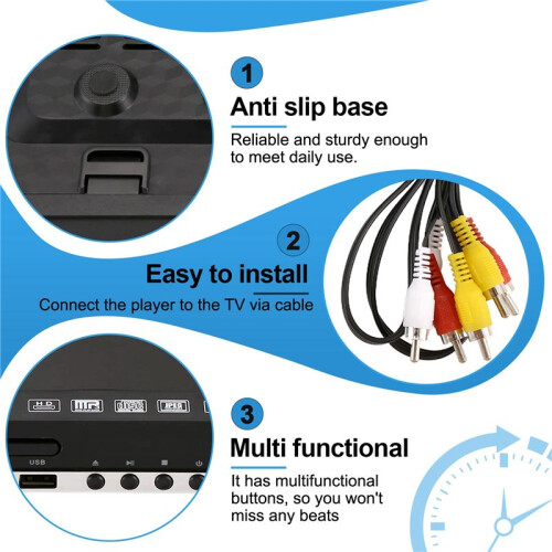 HD 1080p CD/EVD/VCD DVD Player Outputs Home Digital Media Player with USB and Microphone  UK PLUG 1