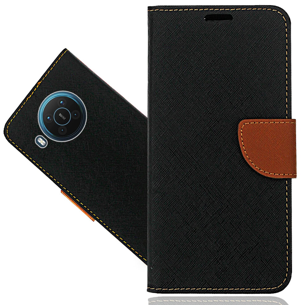 Leather Wallet Flip Case With Card Slots Magnetic Closure Kickstand For Nokia X10 X20 Black 9073542371151