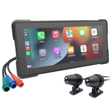 6,86 Pouces Portable Moto DVR Sans Fil Carplay Android Auto Écran Tactile Moniteur Étanche GPS Navigation Dash Cam