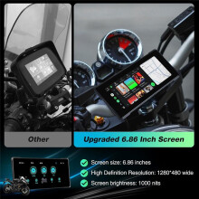 6,86 Zoll Tragbarer Motorrad-DVR, Kabelloses Carplay, Android Auto, Touchscreen, Wasserdichter Monitor, GPS-Navigation, Dashcam