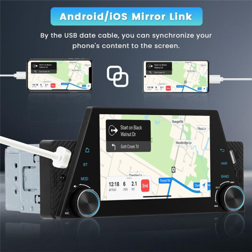 Rádio Automotivo Single Din 5 Polegadas Touchscreen Estéreo Automotivo com CarPlay Android Auto Mirror Link FM USB SWC Câmera de Ré 2