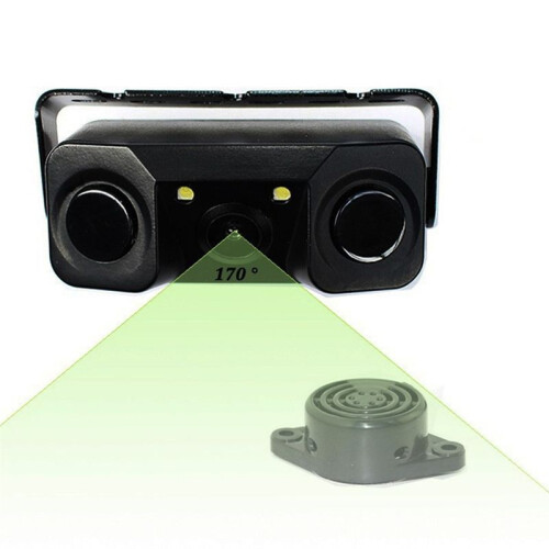 CCD Car Rear View Camera 3-in-1 Parking  Detector Sensor Night Vision LED, to Navigation Display 1