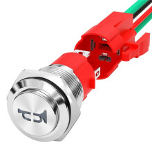 Tutknapp 12V 20A Kraftig 16MM Metalltutbrytare HöGtalare LED Rostfritt StåL Momentan Tryckknappsbrytare