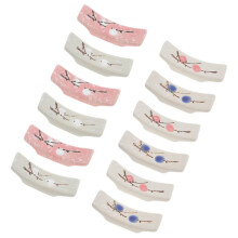 12pcs Japanese Style Ceramic Chopstick and Spoon Rest Set with Smooth Glaze Dishwasher Safe