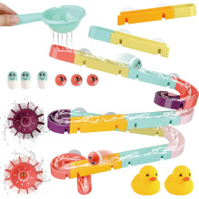 Bath Toys for Toddlers 44PCS DIY Waterfall Slide Track Set with Strong Suction Cups and Bright Colors