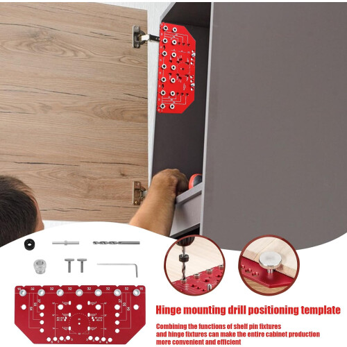 Cabinet Hardware Jig with Precise Hole Positioning, 2 in 1 Adjustable Hinge Drilling Guide for Woodworking 1