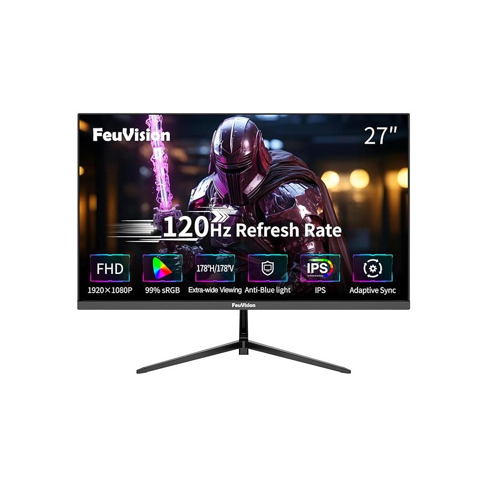 27Inch Computer Monitor, Fhd 1080P, 120Hz Office And Gaming Monitor Blue 012567486722
