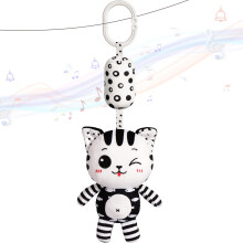 Baby Hanging Rattle Toy Plush Cat with Soft Comfort and Wind Chime for Crib Stroller Car Seat