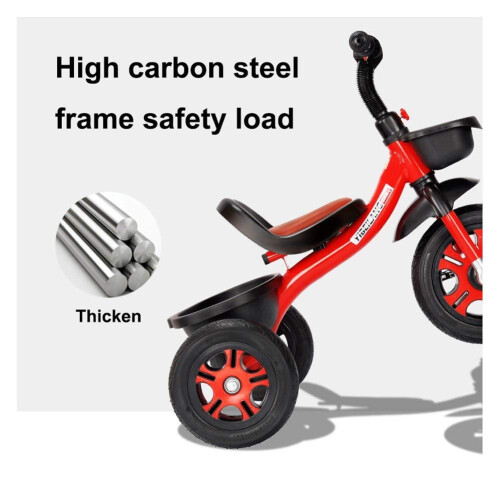 Kids Tricycle for Ages 16 with Triangular Safety Frame and Foldable Lightweight Design – Red 2