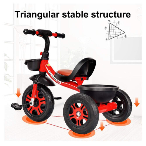 Kids Tricycle for Ages 16 with Triangular Safety Frame and Foldable Lightweight Design – Red 1