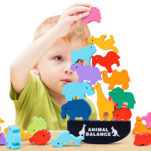 Wooden Stacking Blocks Balancing Game for Kids, Ocean Animal Educational Toy for Toddlers