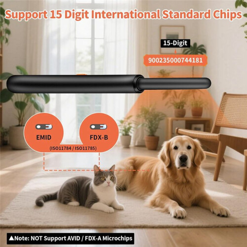 Pet Microchip Scanner, RFID EMID Micro-Chip Reader 500 Storage Records, 15 Digit Pet Chip Scanner for Dog/Cat/Pig/Animal 2