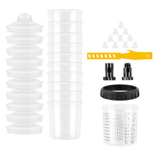 Spray Gun Paint Mixing Cup H/O Quick Cup Airbrush Tank 20.3oz/600ML Disposable Cup with 3/8 Spray Gun Cup Adapter 10PCS