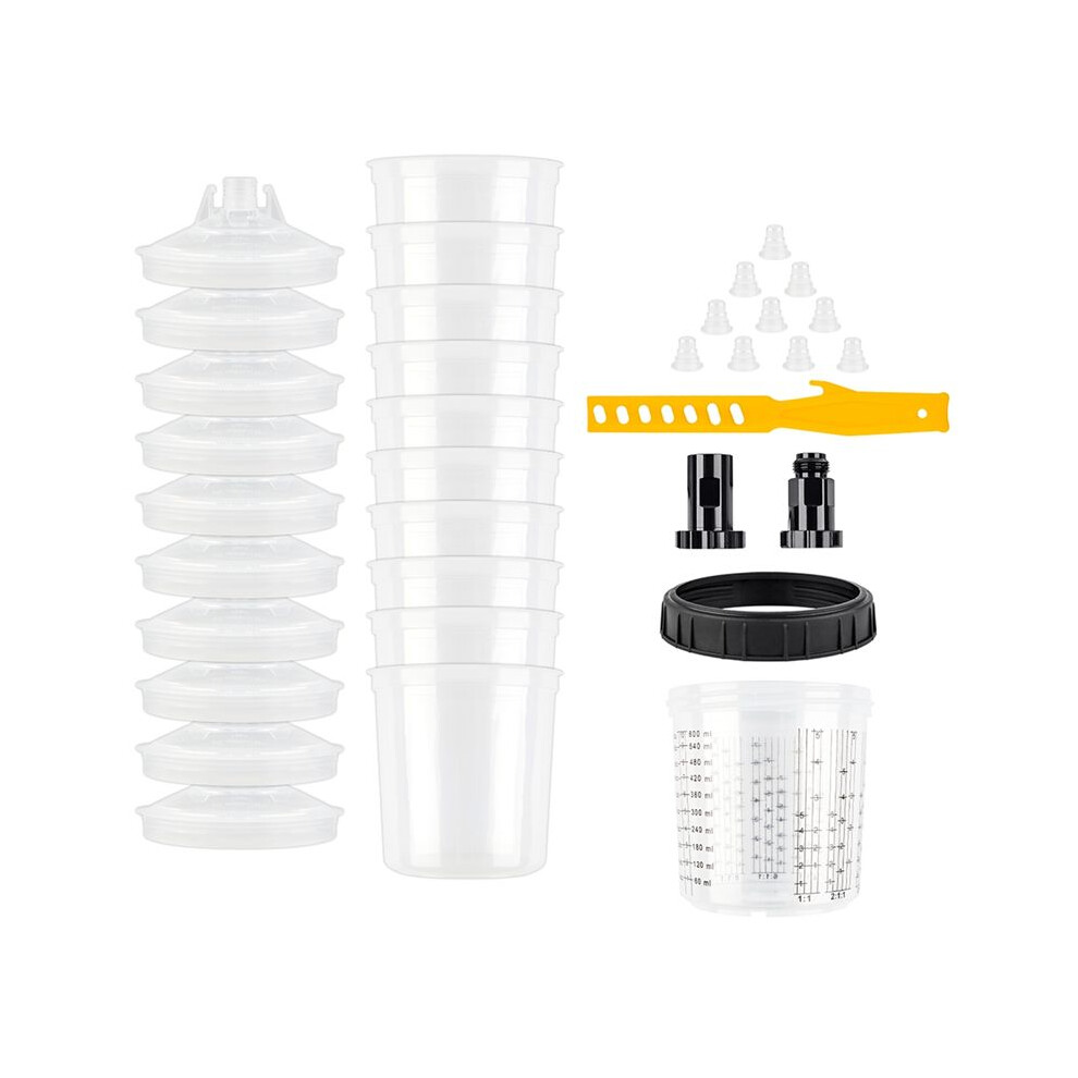 Spray Gun Paint Mixing Cup H/O Quick Cup Airbrush Tank 20.3Oz/600Ml Disposable Cup With 3/8 Spray Gun Cup Adapter 10Pcs 6033533297245