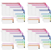 72 Pack 8 Sizes Zipper Mesh Pouch, Waterproof Zipper File Bags Document Pouch Multipurpose Travel Bags (9 Colors)