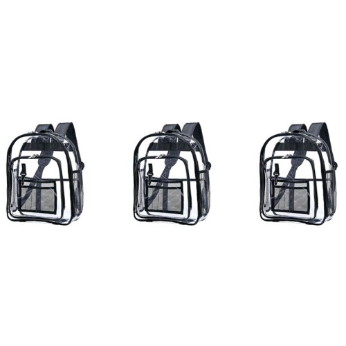 3X Heavy Duty Clear Backpack,Security Transparent School Backpack,See Through Bookbag for Work, Security Check Travel