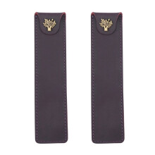 2X Genuine Leather Pen Pouch Holder Single Pencil Bag Pen Case with Snap Button for Rollerball Fountain Ballpoint Pen