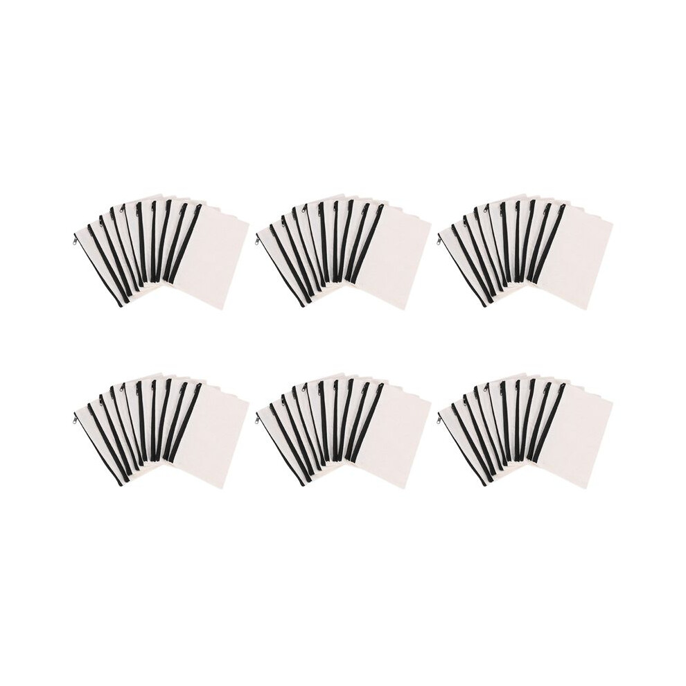 60Pcs Canvas Makeup Bags Canvas Zipper Pouch Bags Pencil Case Blank DIY  Bags Cosmetic Pouch
