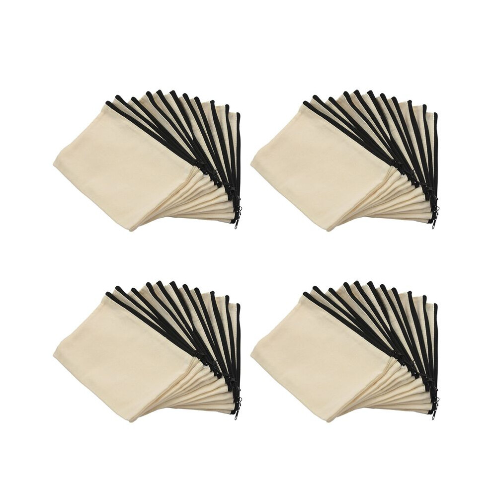 48 Pack Canvas Zipper Bags, Blank DIY  Pouches for Travel Cosmetic Makeup Bags, Pencil Case, Party Gift Bags