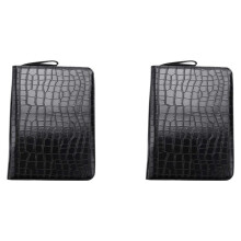 2X Große Kapazität Füll Feder Halter Fall Pu LEDer Schwarz Farbe 48 Slots Stift Tasche Bleistift Tasche
