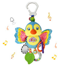 Baby Rattles with Teether Plush Bird Toy for Stroller, Soft Texture and Gentle Sound Stimulation