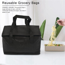6 Pack Insulated Grocery Bag: Heavy Duty Foldable Shopping Storage Zipper Tote Bag for Hot, Travel, Picnic