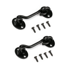 Heavy Duty Barn Door Latch with Quick Privacy Lock, Black Hook and Eye for Sliding Doors 3 Inch 2PCS