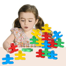 Montessori Toys for Toddlers, Wooden Stacking Balance Blocks for Kids Color Sorting and Learning