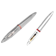 2x 0.5mm Nib Fountain Pen with Eyedropper High Capacity Transparent Pens Office School Rose Gold & Red