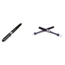 Jinhao 1 Pcs X750 Deluxe Black Fountain Pen Medium Nib & 5Pcs Fountain Pen Ink Converter Ink Reservoir