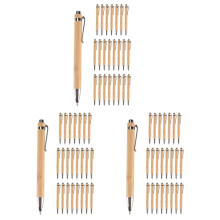 72 Stuks Bamboe Intrekbare Balpen Zwarte Inkt 1 mm Kantoorartikelen Pennen Bamboe Balpen Houten Balpennen