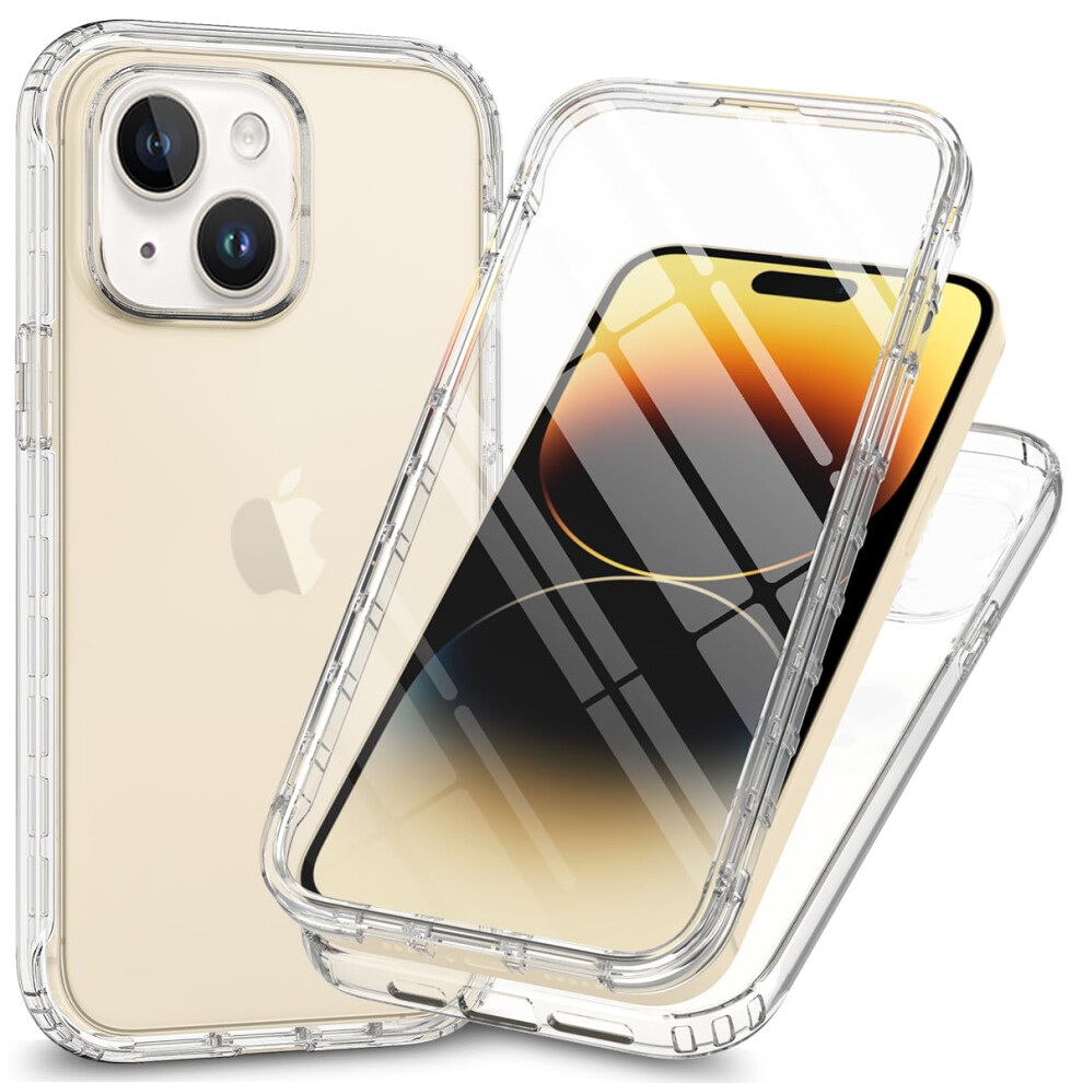 Silicone Case Clear 360 Full Protection With Builtin Screen Guard Shockproof Slim Fit For Iphone 15 9169991088129