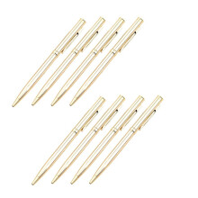 8X Metal Ballpoint Pen Stainless Steel Rotating Pen for School Office Bright Writing Point 1.0mm (Golden)