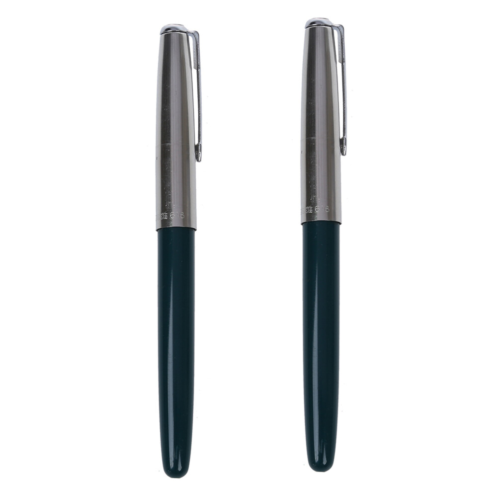 Photos - Other Bathroom Accessories 2X 616 Fountain Pen Hooded Silver Nib Green Small Vintage