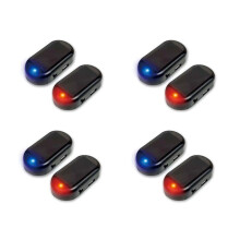 8 Pcs Car Solar Power Simulated Dummy Alarm Warning Anti-Theft LED Flashing Security Light Simulation Lamp and Red