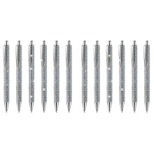 12 Pcs Cute Pen Bling Diamond Pens Christmas Rhinestones Gift Silver Metal Ballpoint Pens Fancy Sparkly Crystal Pens B