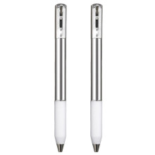 2X Geometrischer Knisterstift Aus Metall Fidget, Switchpen zum Stressabbau Aus Metall mit Formverschiebung, 0,5 mm Einziehbarer Gelstift, Silber