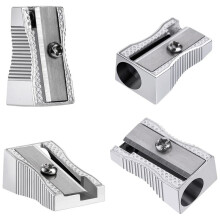 Paquete de 144  Sacapuntas de Metal una Granel de Mano de Plata de un Solo Orificio de AleacióN de Aluminio Sacapuntas de Mano LáPiz Manual