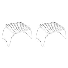 2X Folding Campfire Grill Portable StainlessSteel Camping Grill Grate Gas Stove Stand Outdoor Wood Stove Stand BBQ Grill