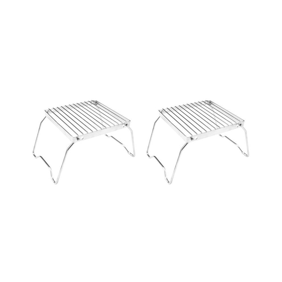2X Folding Campfire Grill Portable Stainlesssteel Camping Grill Grate Gas Stove Stand Outdoor Wood Stove Stand Bbq Grill 4712433317827