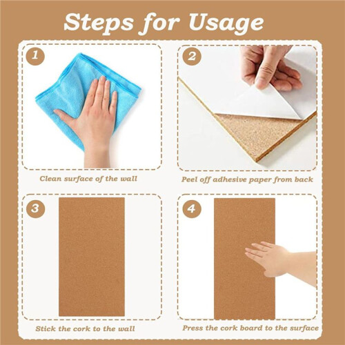 3 Set Cork Board Bulletin Board, Small Rectangular Pin Board for Wall, Self-Adhesive Cork Board for Office 2