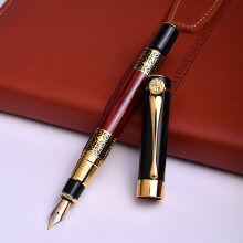 2 Pcs Chinese Classical Fountain Pen Golden Metal Wood Signature Pen for Office Business Signature School Student Gift