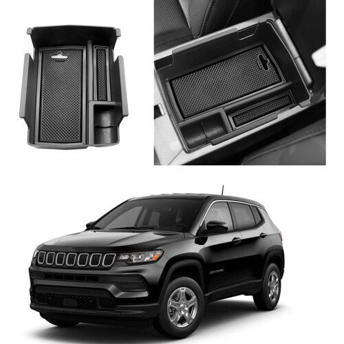 Center Console Organizer for  Compass 2021 2022 Armrest Secondary Storage Box Insert Tray Accessories,Black 1