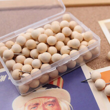 130Pcs Round Wood Decorative Push Pins & 20x Push Pins with Wooden Clips Pushpins Tacks Thumbtacks, Paper Clips