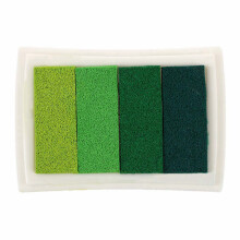 Multi Gradient Green 4 x Colors Ink Stamp Pad Oil Based & Kawaii Ballpoint Pen Alloy Pen with Large Diamond