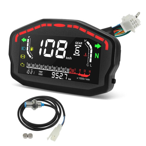 Motorcycle Digital Dash Digital Panel Universal LED LCD Speedometer Odometer 1,2,4 Cylinders 1