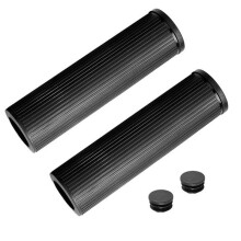 Universal-Fahrrad-Lenkerabdeckung mit 22 mm Innendurchmesser, Durchgangsloch mit Stopfen, Silikon-Lenkerabdeckung, Schwarz