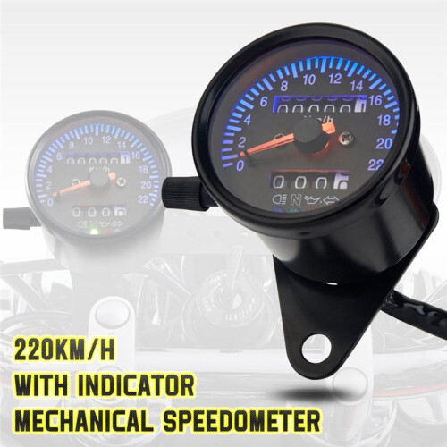 Cafe Racer Retro Motorcycle Modified Gauge LED Indicator Mechanical Speedometer Odometer 220Km/H 2