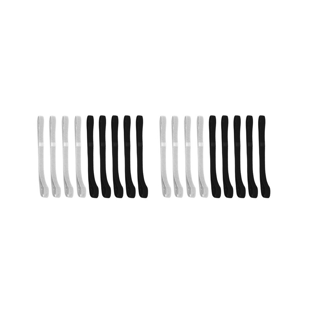 18 Pcs Thick Non-Slip Elastic Sport Headbands Hair Headbands,Exercise Hair and Sweatbands for Women and Men(Black, Grey)